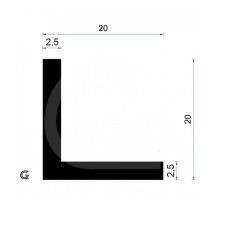 EPDM Rubber Hoekprofiel | 20 x 20 x 2,5 mm | per meter